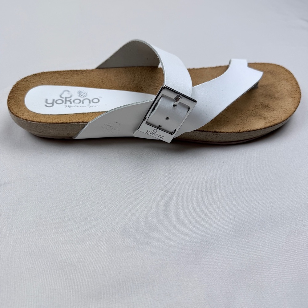 Yokono Ibiza-013 leather mule sandal in white - Picture 3 of 10